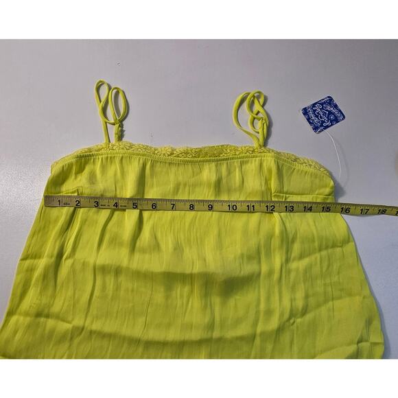 NWT $48 Free People S Beyond Me Cami Electric Lemon Small Top Yellow neon flowy - Picture 7 of 7